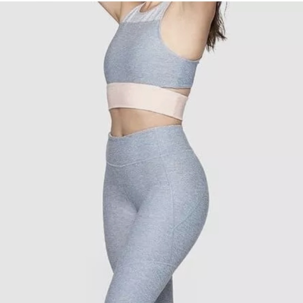 Outdoor Voices Sports Bra - Grey and Pink Slashback Sports Bra, compression